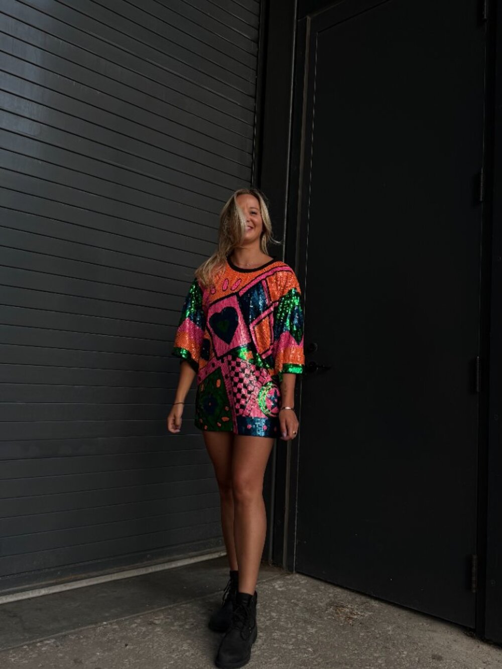 HOUSE OF HEARTS SEQUIN TSHIRT DRESS - S/M